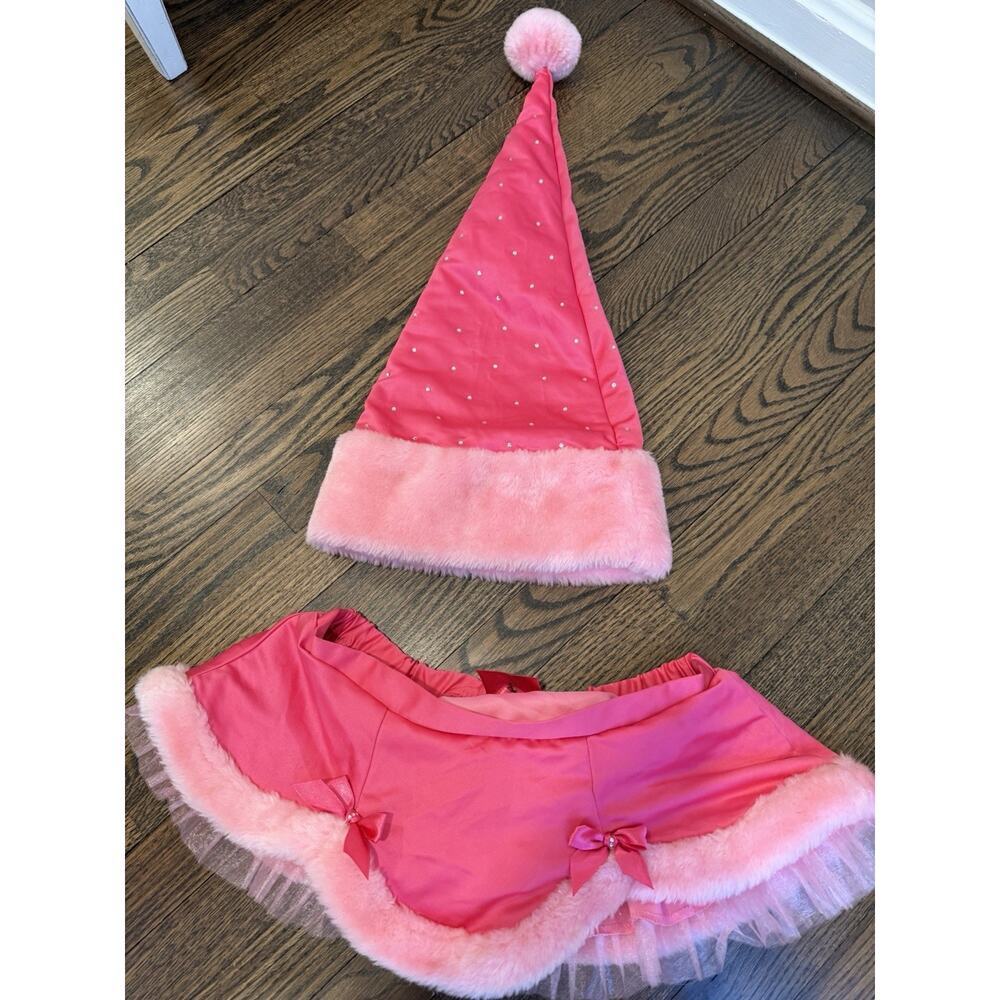 Victoria's Secret Vintage Limited Edition Pink Satin Santa Skirt & Marching Hat
